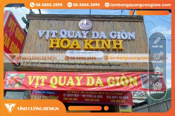 Làm bảng hiệu hộp đèn giá rẻ tphcm cho vịt quay da giòn