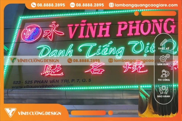 Làm bảng hiệu hộp đèn quận 5 SANG TRỌNG, GIÁ RẺ 16 Vĩnh Cường Design bảo hành dài hạn khi làm bảng hiệu hộp đèn quận 5