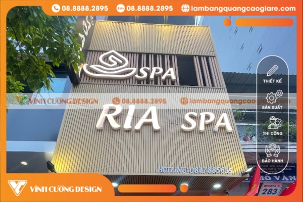 Bảng hiệu spa chữ nổi thanh lam tôn dọc bắt mắt