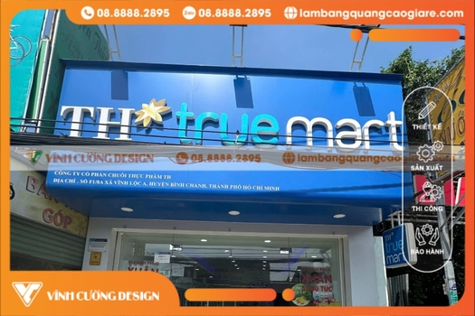 bảng hiệu alu chữ nổi cửa hàng sữa TH true milk