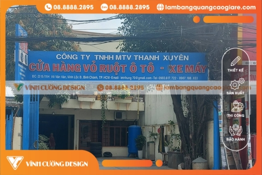 bảng hiệu alu chữ nổi cửa hàng vỏ ruột ô tô - xe máy