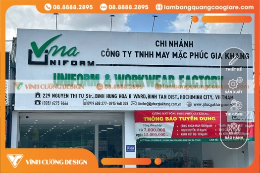 bảng hiệu alu công ty tnhh may mặc phúc gia khang