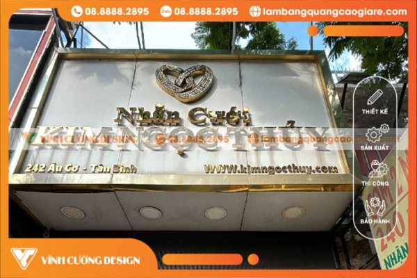Làm bảng hiệu hộp đèn quận Tân Bình ĐẸP, GIÁ RẺ 9 Bảng hiệu Alu kết hợp chữ inox quận Tân Bình