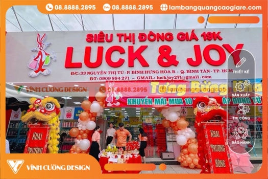 bảng hiệu alu siêu thị Luck & Joy