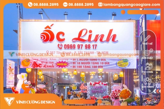 bảng hiệu alu viền led chữ nổi ốc linh tphcm