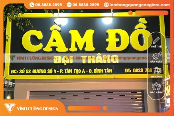 bảng hiệu cầm đồ khung viền chống thấm nước bền lâu