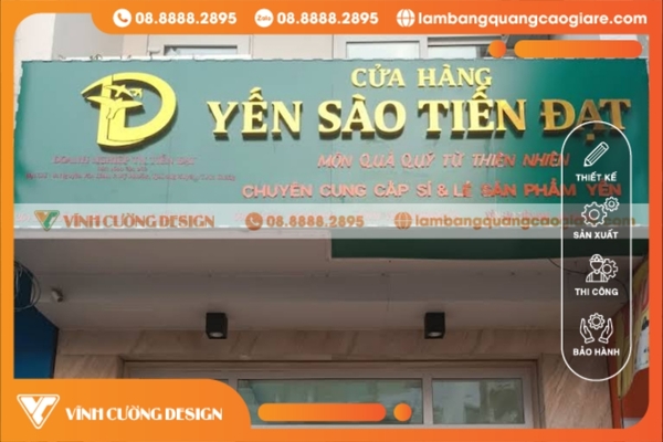 Bảng hiệu chữ nổi Inox cửa hàng yến sào