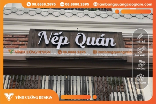 bảng hiệu gỗ chữ nổi khổ lớn nếp quán