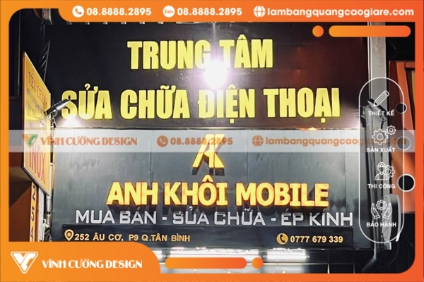 Làm bảng hiệu hộp đèn quận Tân Bình ĐẸP, GIÁ RẺ 10 Bảng hiệu hộp đèn Alu kết hợp chữ inox quận Tân Bình