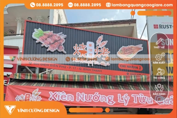 Làm bảng hiệu hộp đèn quận Bình Thạnh trọn gói, GIÁ RẺ 10 Bảng hiệu hộp đèn tôn sóng quận Bình Thạnh