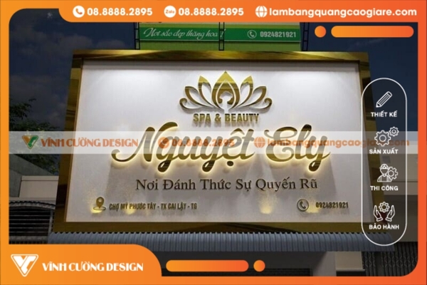 Bảng hiệu inox cao cấp, sang trọng nền alu