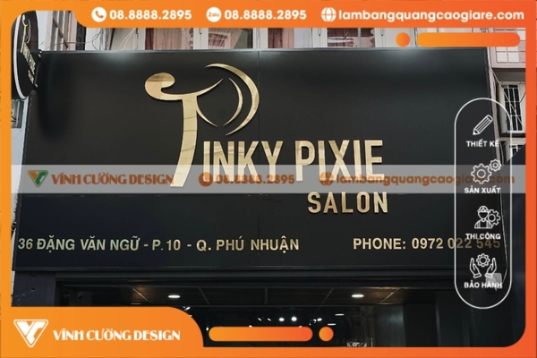 Bảng hiệu Inox dạ chân cho tiệm salon siêu đẹp