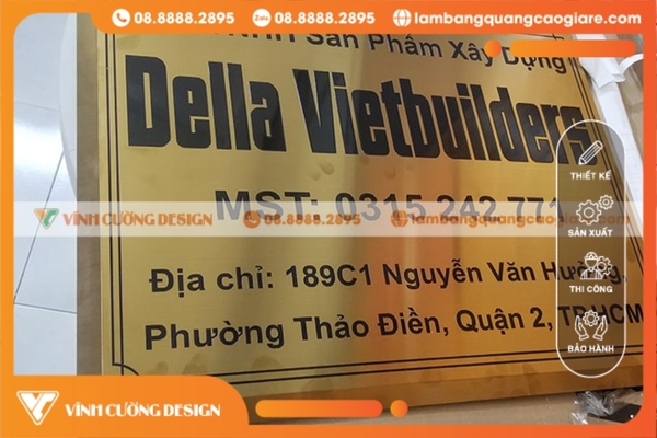 Bảng hiệu Inox địa chỉ nhà quận 2 đẹp