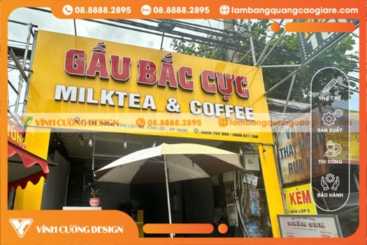 bảng hiệu mica chữ nổi tiệm trà sữa & cà phê