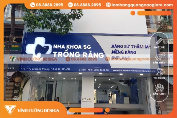 bảng hiệu nha khoa đẹp mặt tiền đường trung tâm giúp thu hút khách hàng