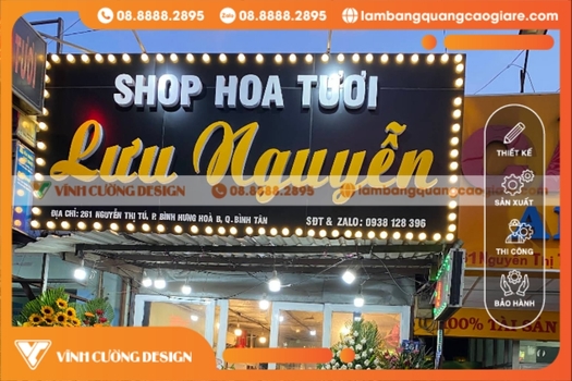 bảng hiệu shop hoa tươi chữ nổi