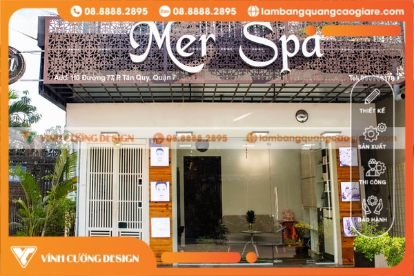 Bảng hiệu spa cắt hoa văn