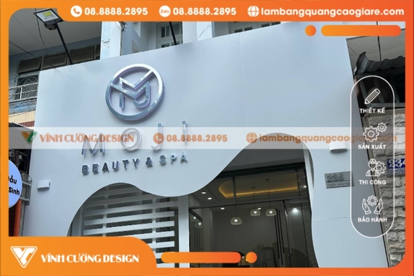 bảng hiệu spa chữ Inox gương bạc