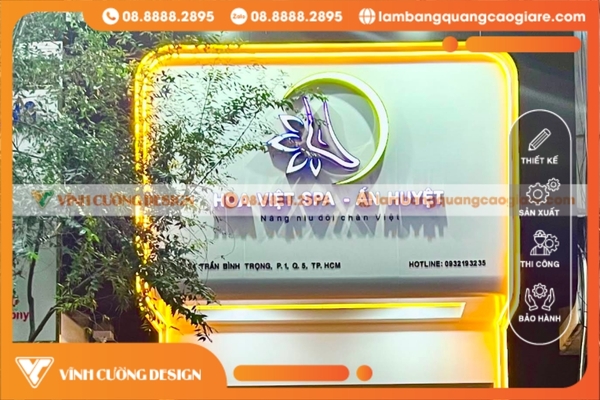 Bảng hiệu spa chữ nổi kết hợp LED viền