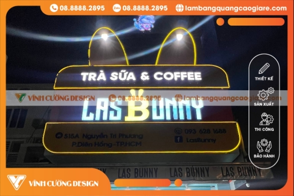 Bảng hiệu trà sữa đẹp, dễ thương, giá rẻ, uy tín tại TPHCM 21 Bảng hiệu trà sữa nổi bật vào ban đêm