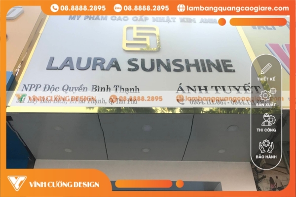 Bảng hiệu viền gương logo Inox TPHCM