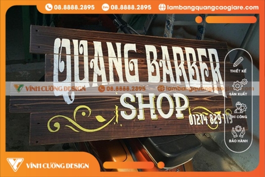 Biển hiệu gỗ điêu khắc barber shop