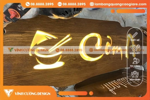 Biển hiệu gỗ khắc chìm ngoài trời quán cơm an
