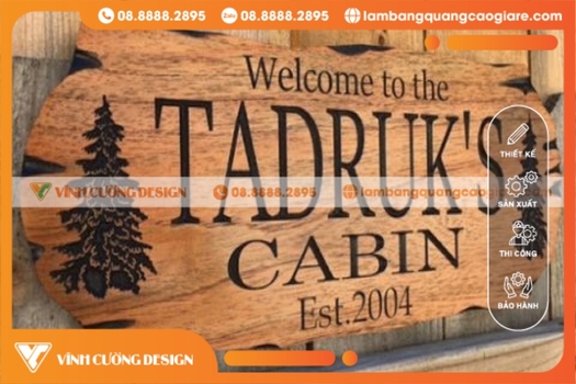 Biển hiệu gỗ khắc chìm ngoài trời