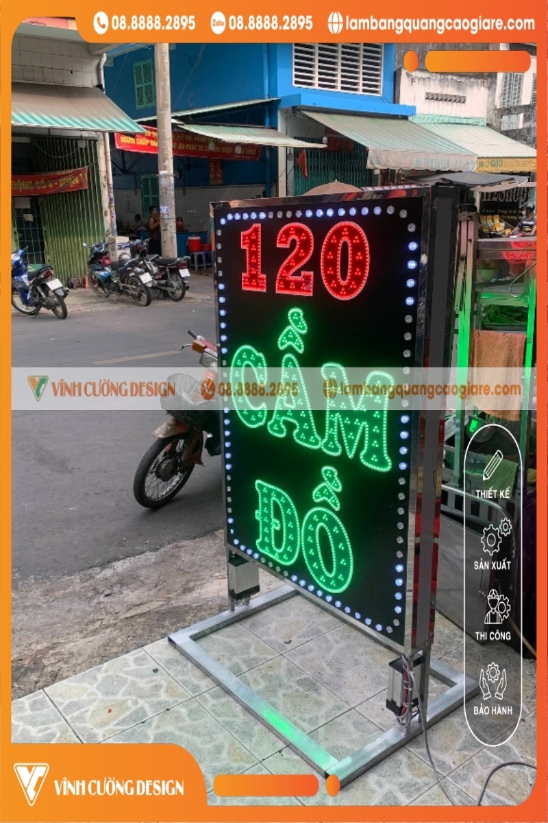 biển hiệu hộp đèn cầm đồ đứng chữ led nổi bật, ấn tượng