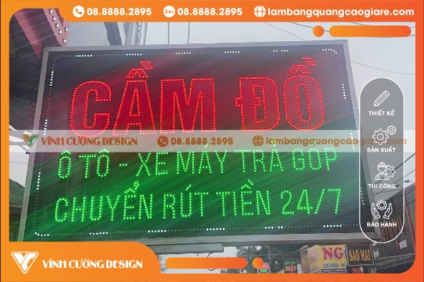 biển hiệu led vẫy 24/7 treo ngoài trời nổi bật