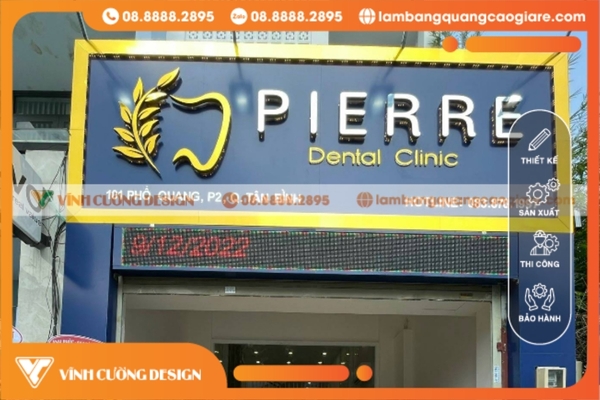 Cấu tạo của bảng hiệu nha khoa gồm nền, chữ và đèn led