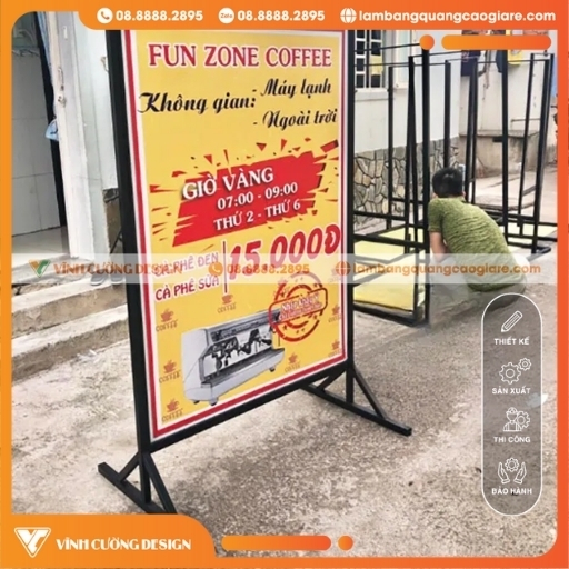 chân Standee khung sắt ngoài trời
