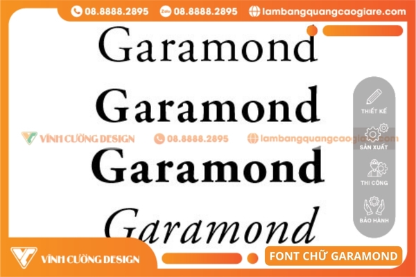 Font chữ bảng hiệu Garamond siêu nổi bật