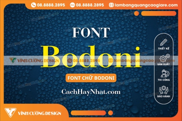 Font chữ bodoni để làm bảng hiệu quảng cáo