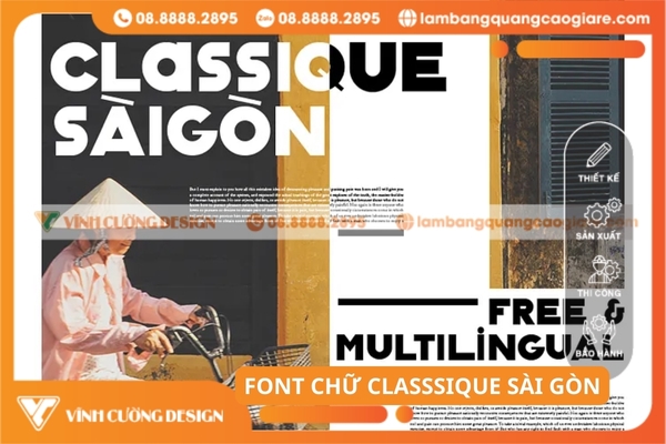 Font chữ nổi Classique Sài Gòn Typeface làm đẹp cho bảng hiệu quảng cáo