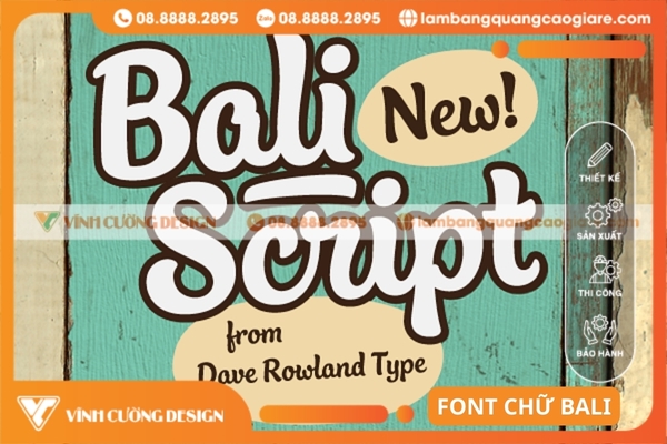Font chữ quảng cáo bali đẹp