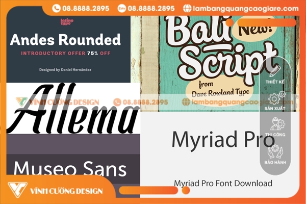 Font chữ quảng cáo đẹp phù hợp kích thước và màu sắc