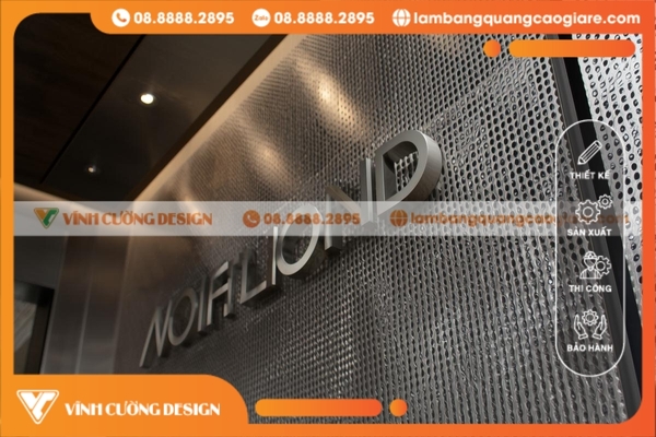 Làm bảng hiệu chữ Inox thanh lam tôn đục lỗ