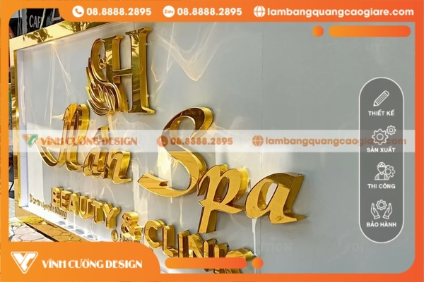 Làm bảng hiệu hông Inox chữ mica giá rẻ