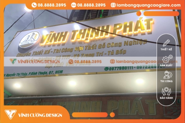Làm bảng hiệu Inox cho nội thất vĩnh thịnh phát