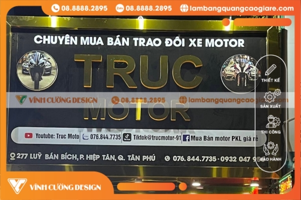 Làm bảng hiệu Inox TPHCM Trúc Motor