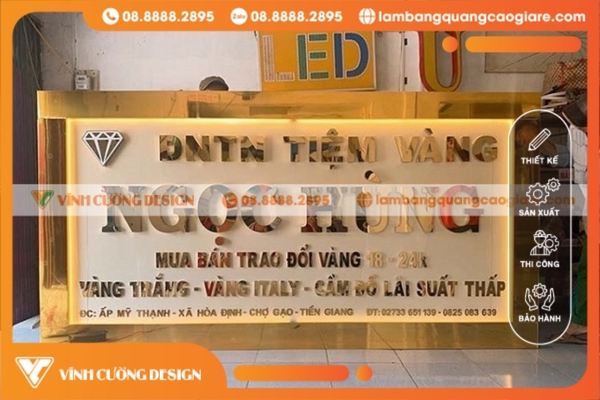 Làm bảng hiệu Inox vàng gương chất lượng