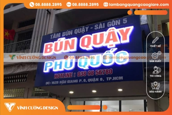 làm bảng hiệu quảng cáo quán ăn bún quậy sài gòn