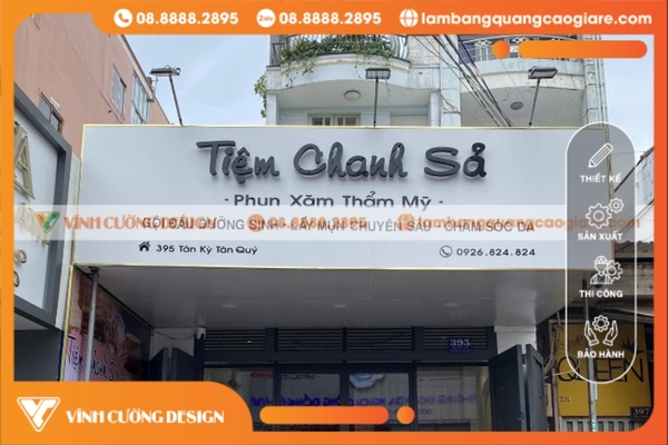 làm bảng hiệu spa chữ nổi alu cắt CNC