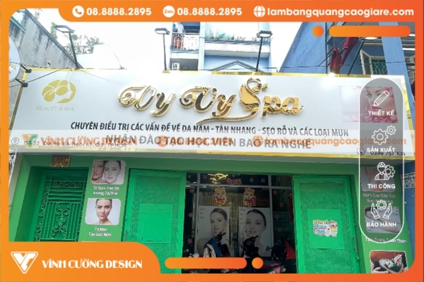 Làm bảng hiệu spa chữ nổi inox bền bỉ