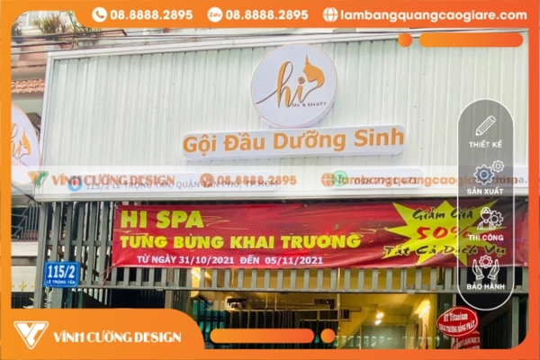 Làm bảng hiệu spa chữ nổi tôn sóng