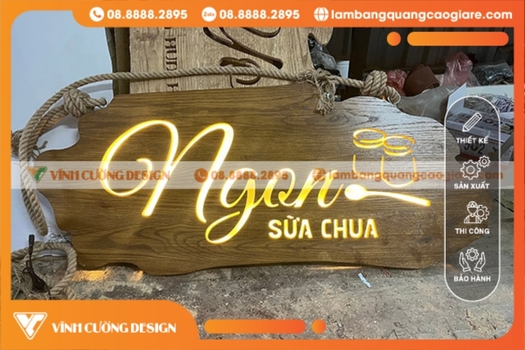 Làm biển hiệu gỗ quảng cáo chìm đèn LED