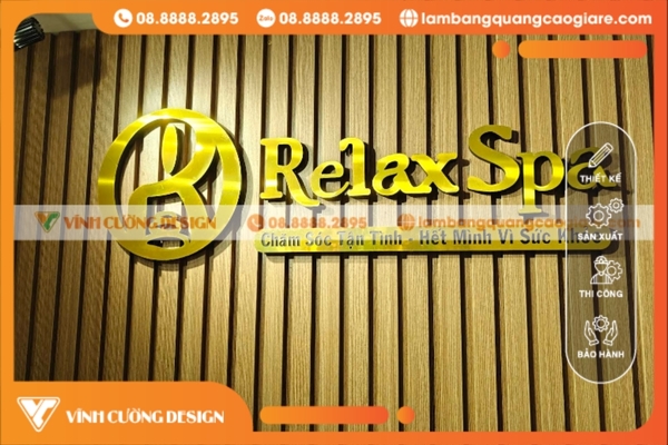 Logo bảng hiệu spa được cắt laser CNC Inox vàng sang trọng