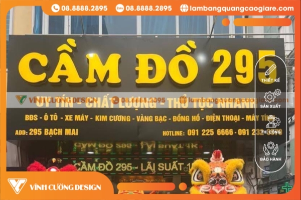 mẫu bảng hiệu cầm đồ đẹp alu gương chữ mica nổi chất lượng