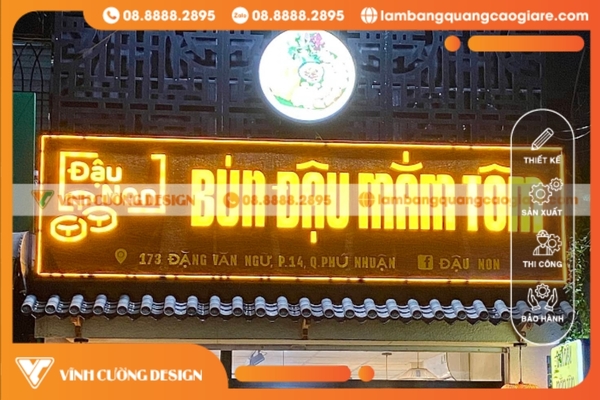 Dịch vụ làm bảng hiệu chữ nổi uy tín giá rẻ TPHCM 17 Mẫu bảng hiệu chữ nổi đèn led quán Bún Đậu Mắm Tôm đẹp